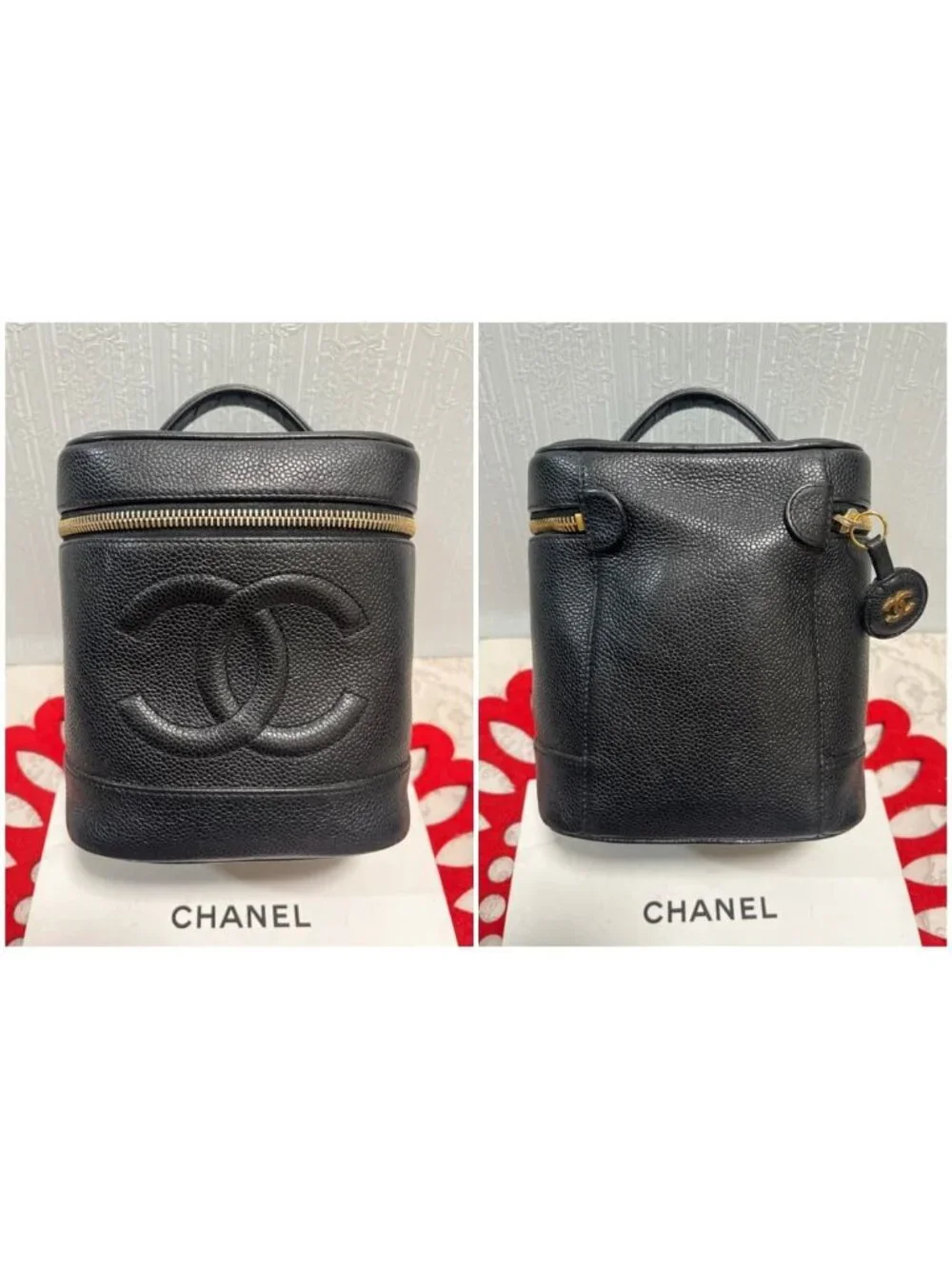 Chanel Vanity Caviar Leather Black Gold